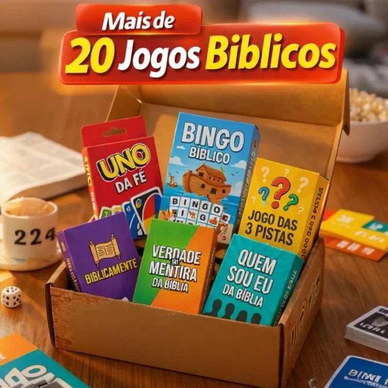 Mais de 20 Jogos Bíblicos - Uno da Fé, Bingo Bíblico e mais
